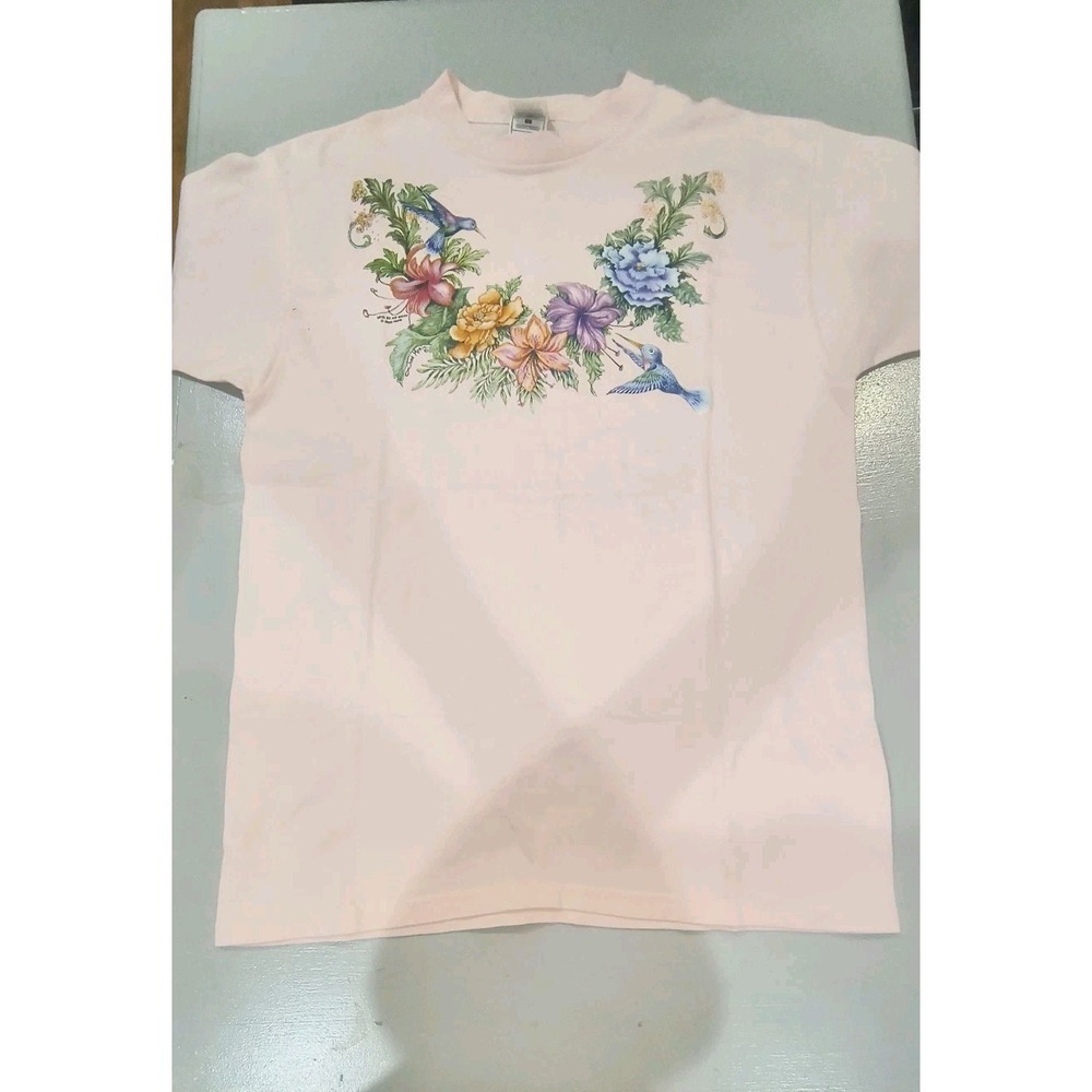 Vintage Air Waves Joan Marie Floral Graphic T Shirt Pink Fruit of the Loom Large